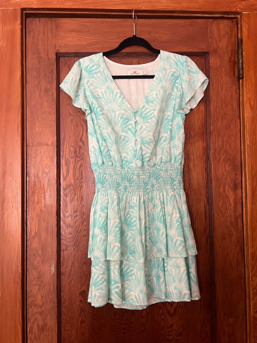 Vineyard Vines Teal and White Palm Mini Dress